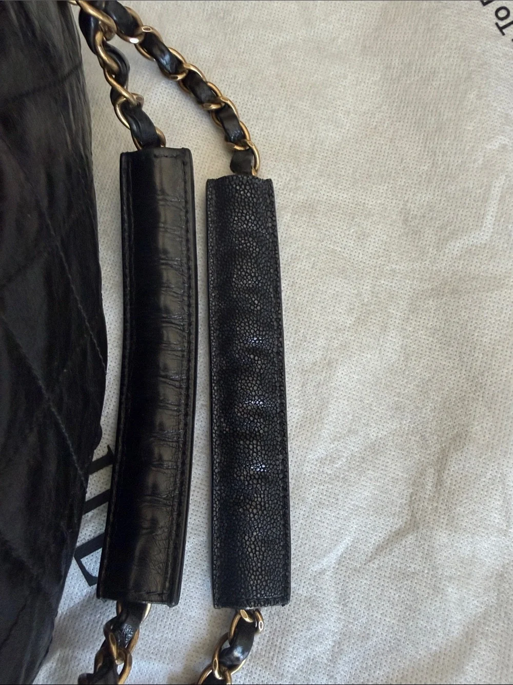 CHANEL Black Quilted Leather bag/tote with Gold CC Hardware